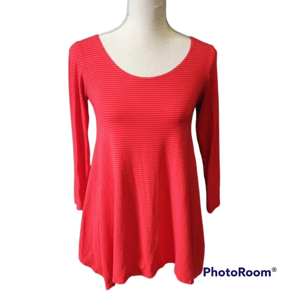Advika Red Striped Trapeze Tunic Small - Picture 1 of 7